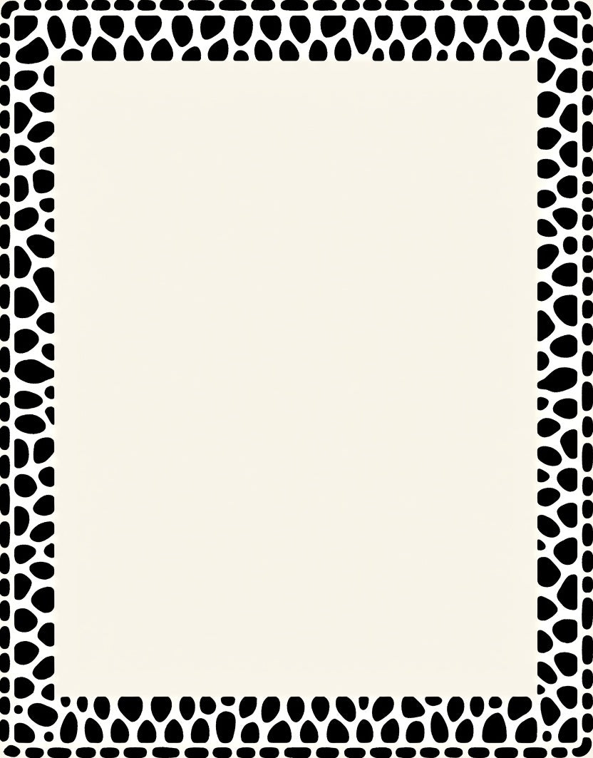 Black White Organic Pebble Border Rug