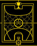 Gold Trophy Court Line Art Rug
