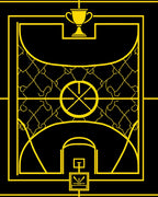 Gold Trophy Court Line Art Rug