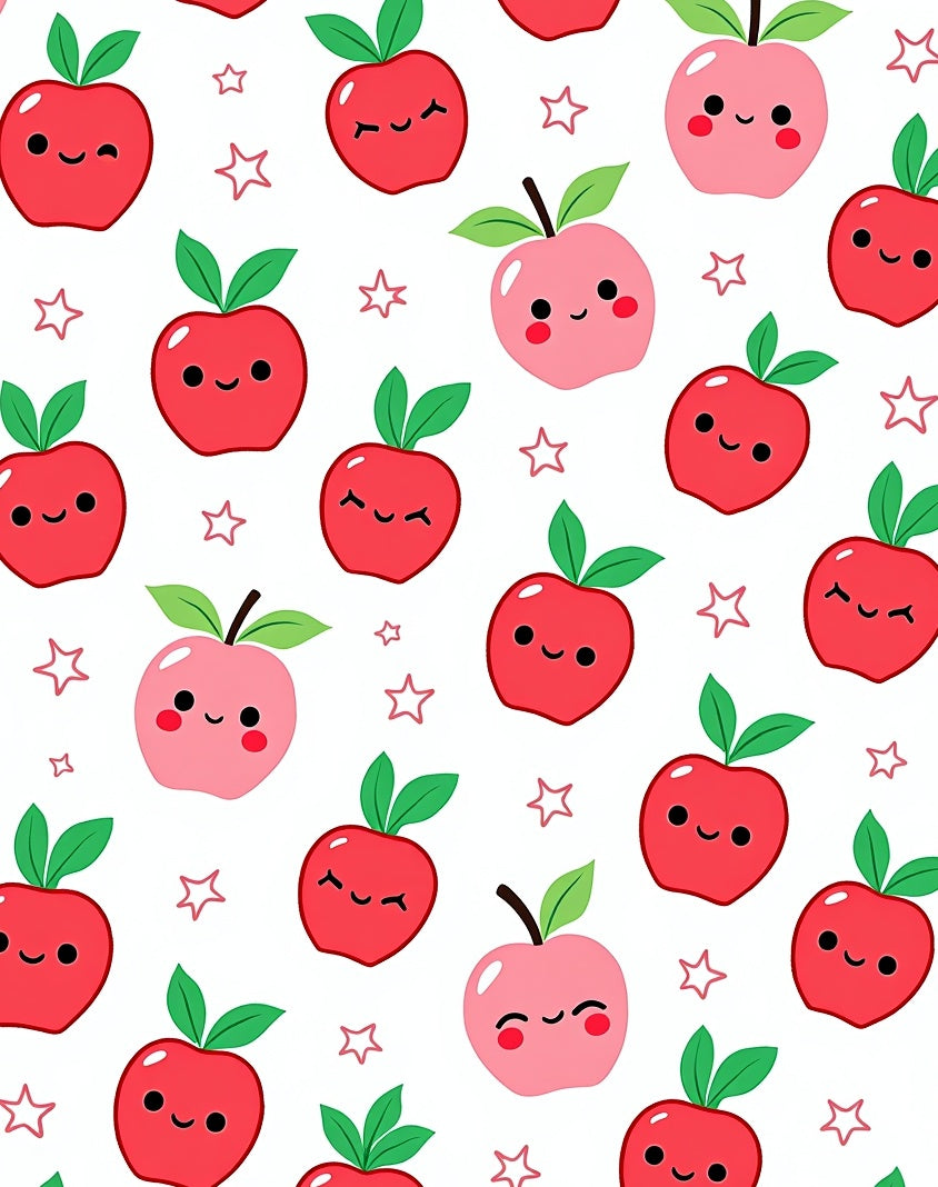 Cute Red And Pink Apple Stars Rug
