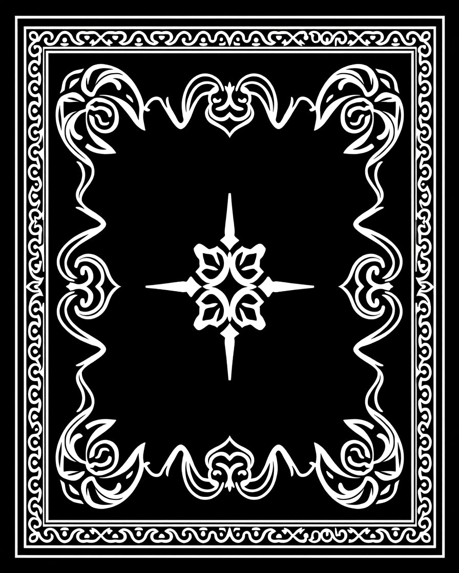 Black White Elegant Filigree Scroll Rug