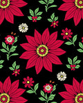 Bold Red Floral Medallion on Black Rug