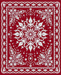 Crimson White Floral Starburst Mandala Rug