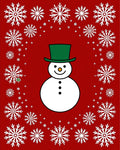 Red Snowman Snowflake Christmas Rug