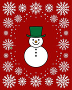 Red Snowman Snowflake Christmas Rug