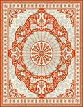 Ornate Crimson Sunburst Medallion Rug