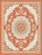Ornate Crimson Sunburst Medallion Rug