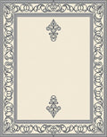 Ornate Gray Scrollwork Embellished Frame Rug