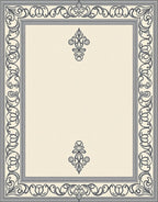 Ornate Gray Scrollwork Embellished Frame Rug