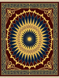 Sunburst Medallion Burgundy Blue Gold Rug