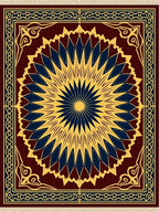 Sunburst Medallion Burgundy Blue Gold Rug