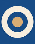 Retro Blue Ochre Concentric Circles Rug
