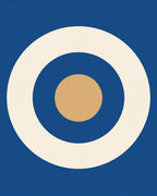 Retro Blue Ochre Concentric Circles Rug