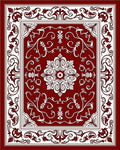 Rich Burgundy Floral Scroll Medallion Rug