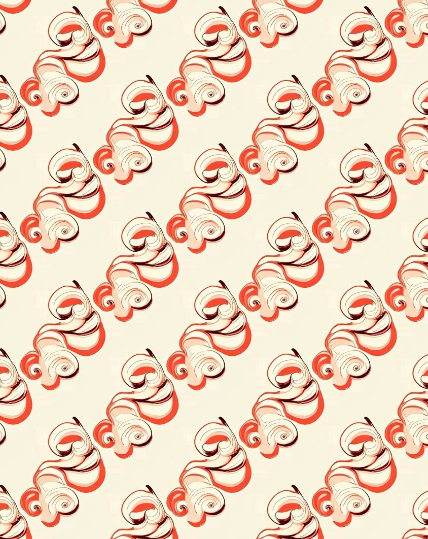 Cream Coral Swirl Abstract Rug