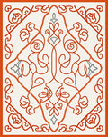 Orange Gray Medallion Arabesque Filigree Rug