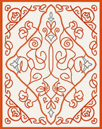Orange Gray Medallion Arabesque Filigree Rug
