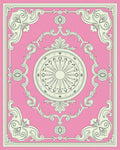 Ornate Pink Cream Medallion Frame Rug