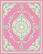 Ornate Pink Cream Medallion Frame Rug