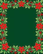 Festive Red Poinsettia Garland Vine Rug