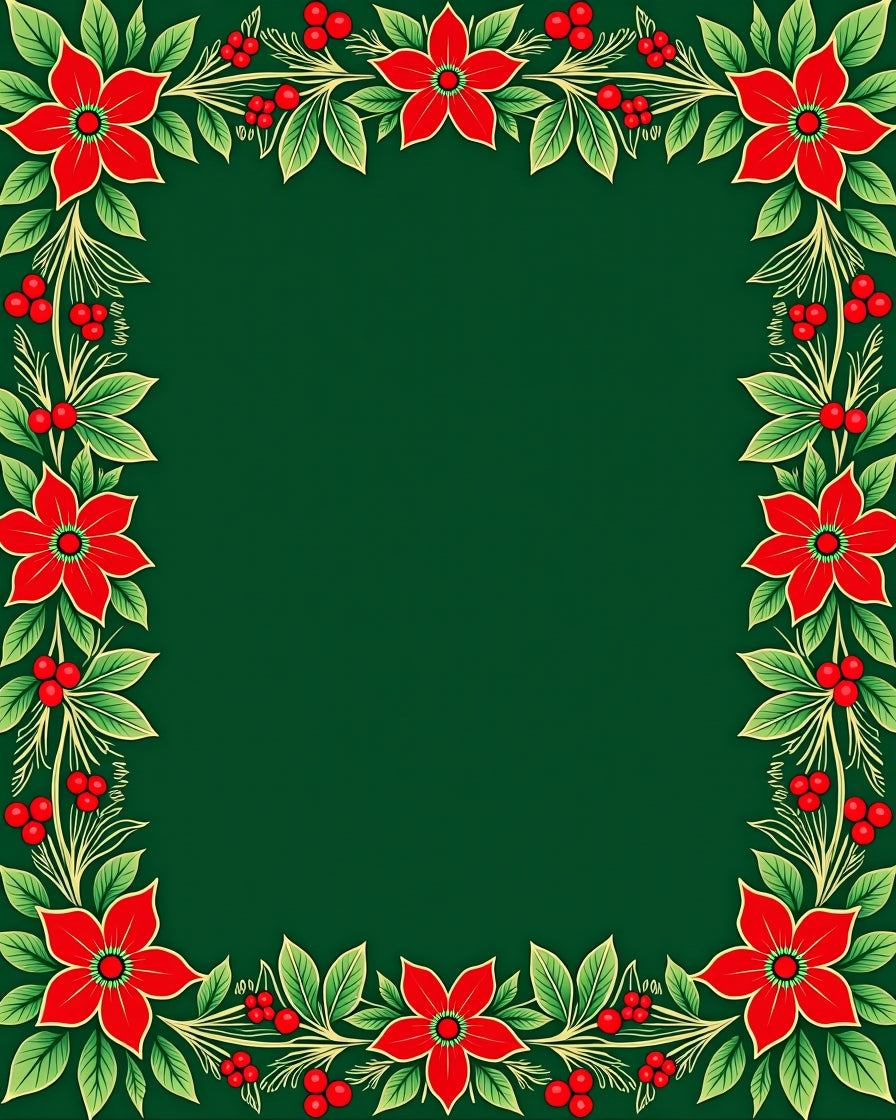 Festive Red Poinsettia Garland Vine Rug