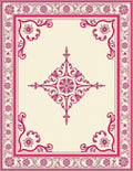 Crimson Stylized Floral Centerpiece Rug