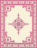 Crimson Stylized Floral Centerpiece Rug