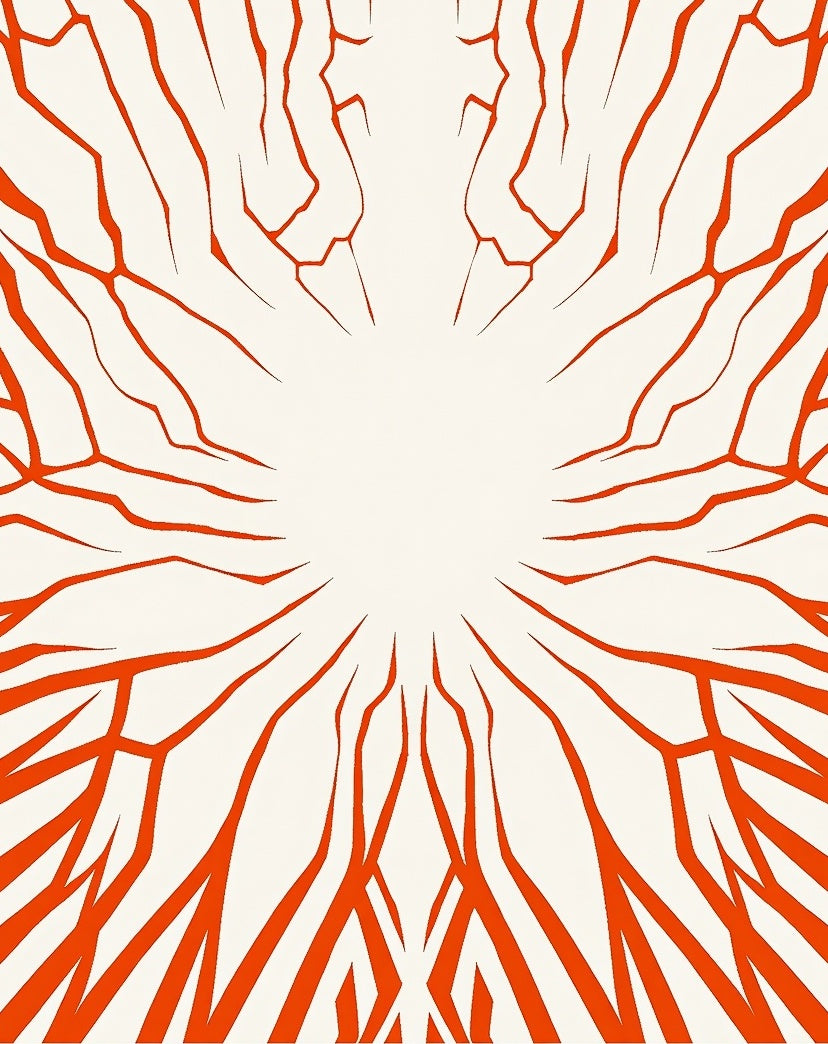 Crimson Orange Radial Burst Rug
