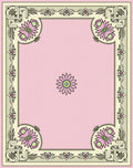 Pink Daisy Floral Bordered Square Rug