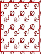 Crimson Ribbon Head Silhouette Medallion Rug