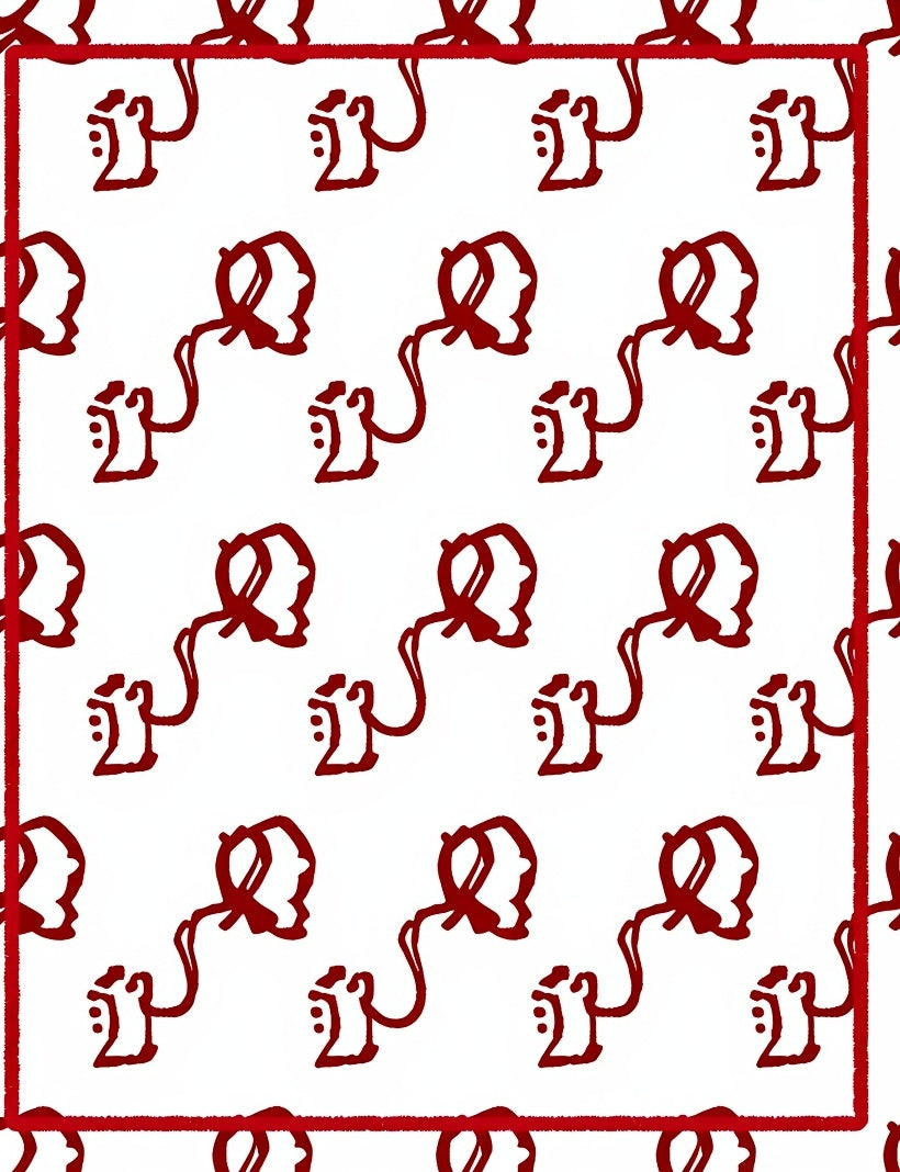 Crimson Ribbon Head Silhouette Medallion Rug