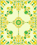 Yellow Green Floral Medallion Garden Rug