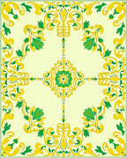 Yellow Green Floral Medallion Garden Rug