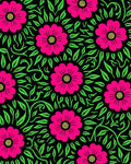 Vibrant Magenta Floral Foliage Rug