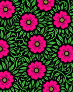 Vibrant Magenta Floral Foliage Rug