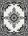 Classic Black White Medallion Floral Rug