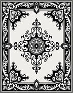 Classic Black White Medallion Floral Rug