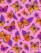 Vibrant Butterfly Garden Pink Background Rug