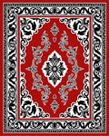 Classic Red Black Floral Medallion Rug