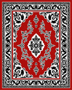 Classic Red Black Floral Medallion Rug