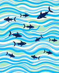 Deep Sea Shark School Waves Rug