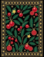 Festive Red Christmas Ornament Pine Needles Rug