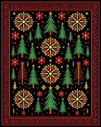 Folk Art Red Yellow Green Trees Rug