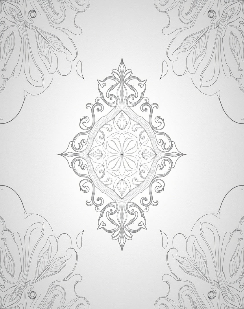 Gray Floral Medallion Mandala Rug