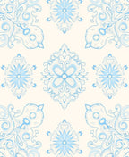 Soft Blue Ornamental Mandala Rug
