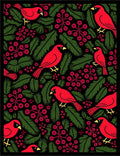 Cardinal Birds Red Berries Evergreen Rug