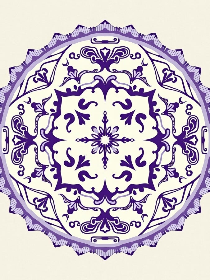 Ornate Violet Mandala Floral Rug
