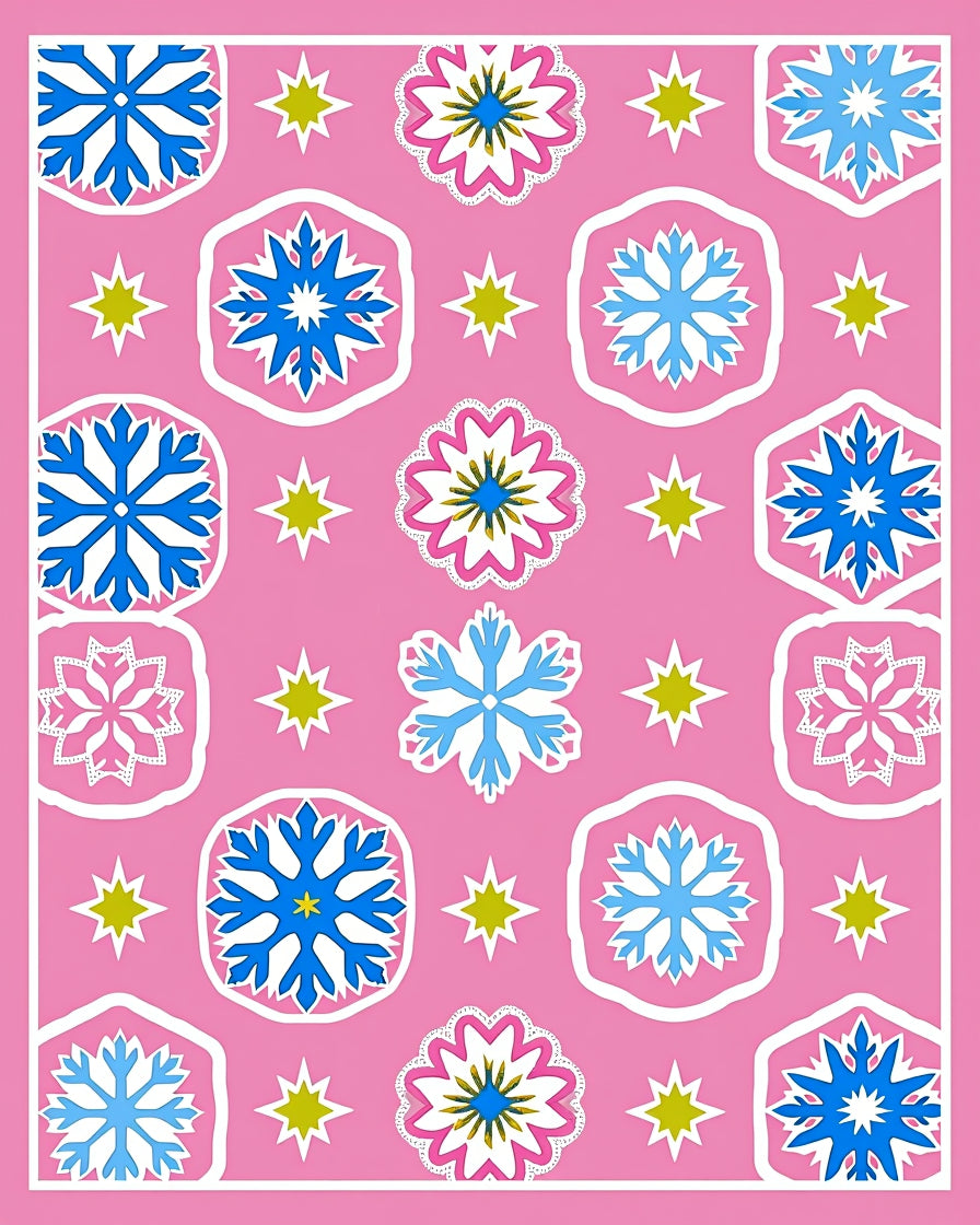 Pink Indigo Geometric Starburst Arrangement Rug