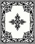 Classic Black Filigree Mandala Border Rug