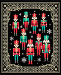 Joyful Red Turquoise Nutcracker Figures Rug